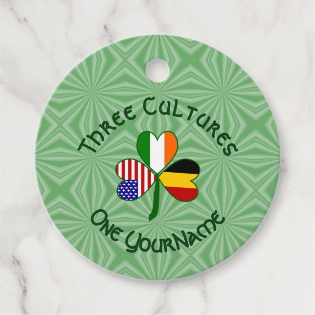 Irisch-amerikanisches Kleeblatt-Flag Personalisier Geschenkanhänger (Vorderseite)
