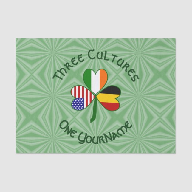 Irisch-amerikanisches Kleeblatt-Flag Personalisier Seidenpapier (Vorderseite)