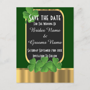 Irisch grün und gold Save the Date Ankündigungspostkarte