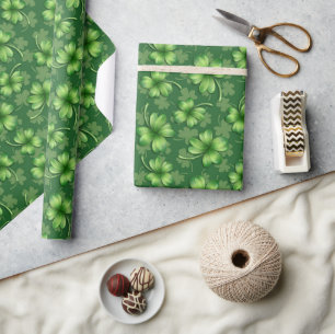 Irisch Grün Vierblattklee Geschenkpapier
