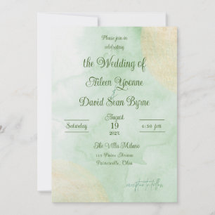 Irisch-grüne Aquarell-Hochzeit Einladung