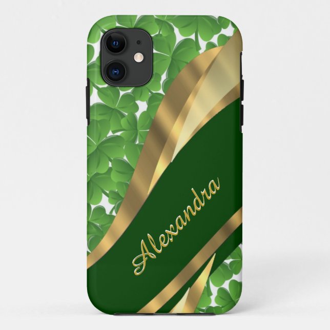 Irisch-grünes Kleeblatt personalisiert Case-Mate iPhone Hülle (Rückseite)