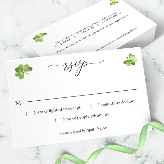 Irisch Hochzeit rsvp Green Kleeblatt Umschließungs (Von Creator hochgeladen)