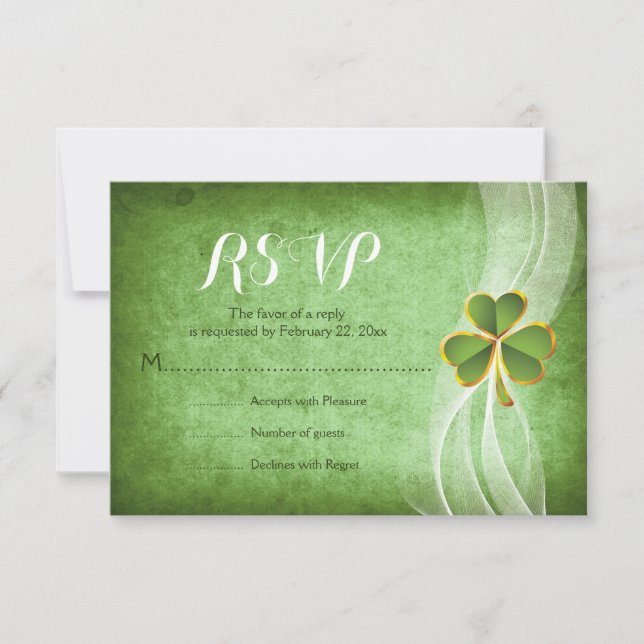 Irisch Kleeblatt grün St. Patrick's Day Hochzeit R RSVP Karte (Vorderseite)