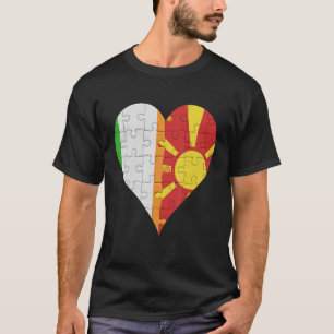 Irisch makedonisches Flaggenherz T-Shirt