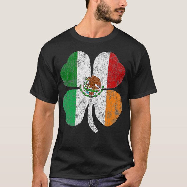 Irisch mexikanische Flagge Irland Mexiko Kleeblatt T-Shirt (Vorderseite)