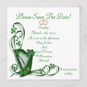 Irisch Save the Date für Hochzeit, Harp