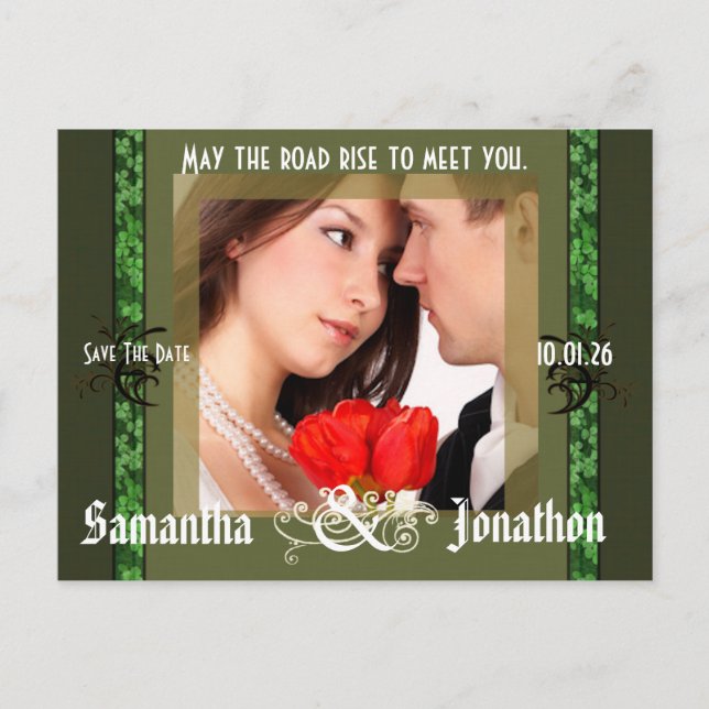 Irisch Save the Date mit Ihrem Foto Ankündigungspostkarte (Vorderseite)