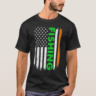 Irisch Us Amerikanische Flagge Angeln Fisch St Pat T-Shirt