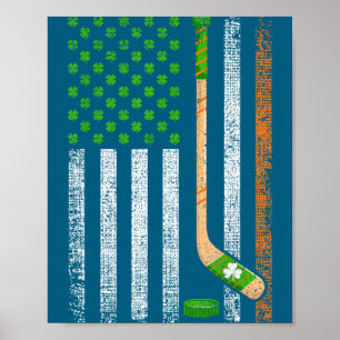 Irisch Usa Flag Kobold Glückshockey St. Patrick Poster
