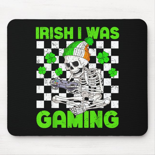 Irisch war Gaming-Jungs St. Patricks Day Skelett Mousepad (Vorne)
