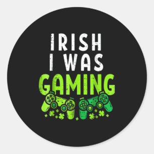 Irisch war ich lustiger St. Patricks Day Gamer Jun Runder Aufkleber