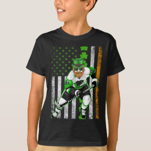 Irische amerikanische Flagge Glücklicher Hockey St T-Shirt