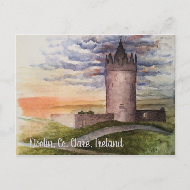 Irische Aquarelllandschaft, Doolin, Grafschaft Cla Postkarte (Vorderseite)