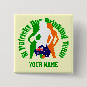 Irische australische Mädchen St Patrick's Day Button