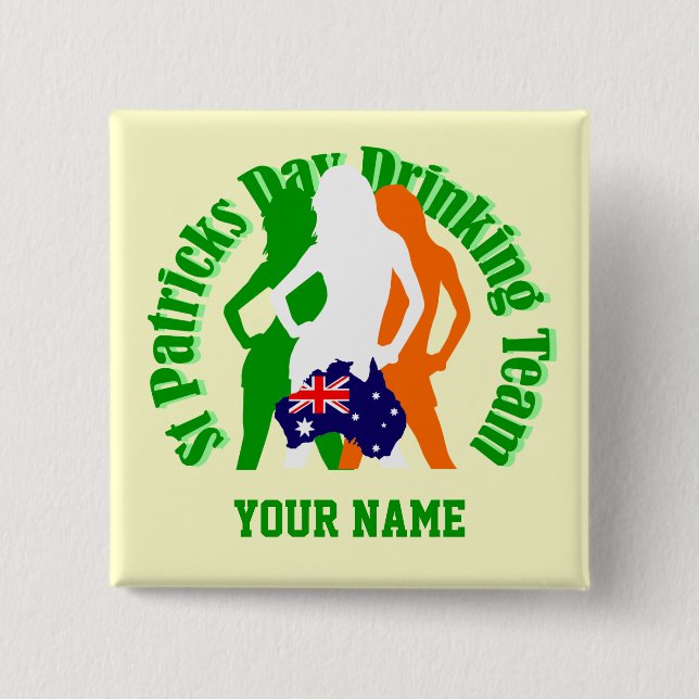 Irische australische Mädchen St Patrick's Day Button (Vorderseite)