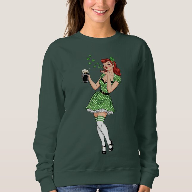 Irische Bierliebhaber-Pin-Up Sweatshirt (Vorderseite)