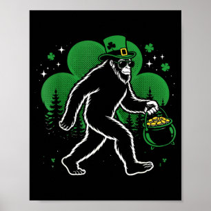 Irische Bigfoot-Kleeblatt-lustige Sasquatch-glückl Poster