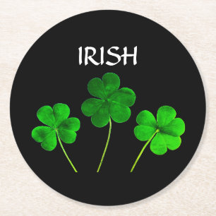 Irische Blätter des St. Patrick's Day Kleeblatt G Runder Pappuntersetzer