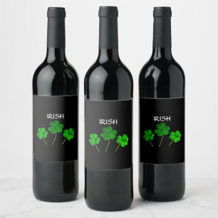 Irische Blätter des St. Patrick's Day Kleeblatt G Weinetikett