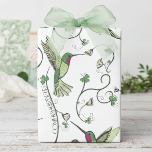Irische Comhghairdeas Kolibri Grün Klee Geschenkpapier