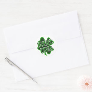 Irische Diva St. Patrick's Day Runder Aufkleber