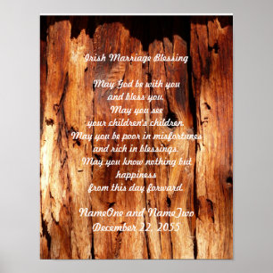 Irische Ehe Segen alten Holz angepasste Print Poster