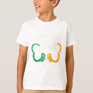 Irische Flagge Handschellen Shamrock Polizei St. P T-Shirt