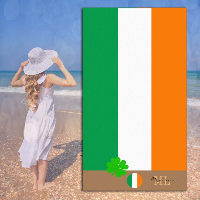 Irische Flagge / Irland mit Monogramm / Strandtuch (Von Creator hochgeladen)