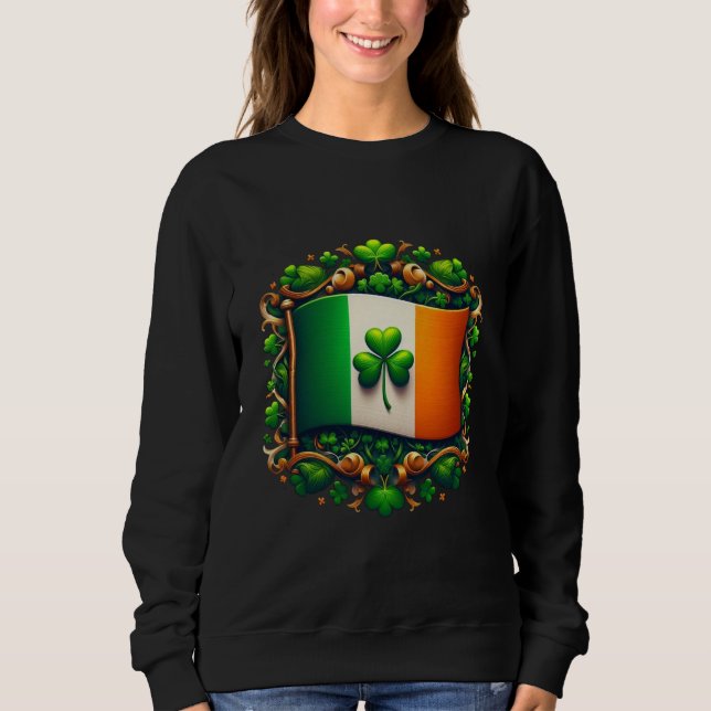 Irische Flagge & Kleeblatt - St. Patrick's Day Sweatshirt (Vorderseite)