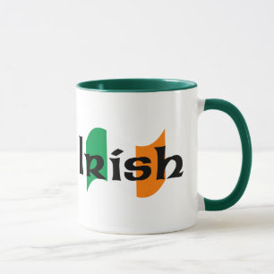Irische Flagge mit keltischer Schrift Tasse