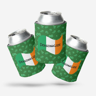 Irische Flagge mit Shamrocks Dosenkühler