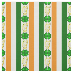Irische Flagge/Orange, Kleeblätter, Harnstreifen Stoff