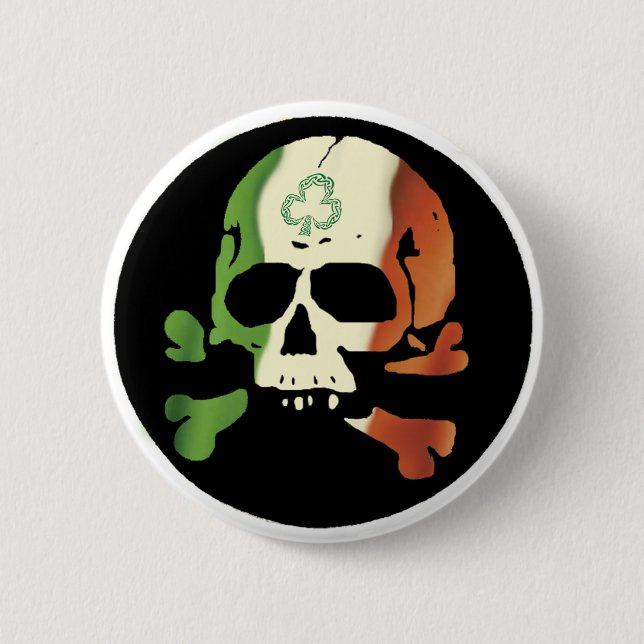 Irische Flagge Schädel Button (Vorderseite)
