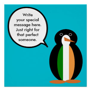 Irische Flagge Sprechende Fr. Pinguin Personalisie Poster