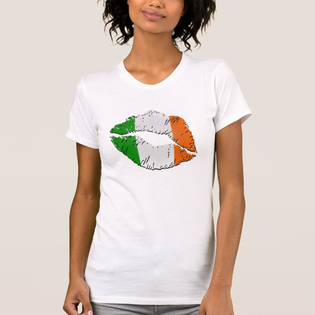 Irische Flaggen-Lippen T-Shirt (Vorderseite)