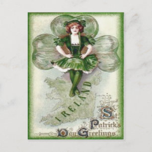 Irische Frau Irland Shamrock Riverdance Postkarte