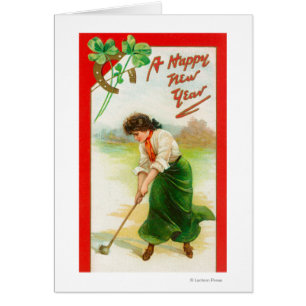 Irische Frau über Golfball