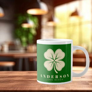 Irische Glücksklee-Vierblatt mit Namen Grün Jumbo-Tasse