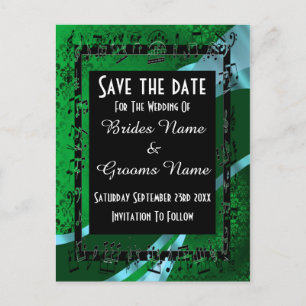 Irische grüne Damast Save the Date schwarz Ankündigungspostkarte
