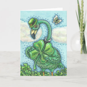 Irische grüne Flamingo ST. PATRICK'S DAY KARTE Rei