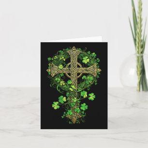 Irische Harfe keltisches Kreuz Knoten Kleeblatt St Karte