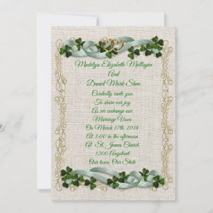 Irische Hochzeitseinladungs-Kleeblätter und Einladung