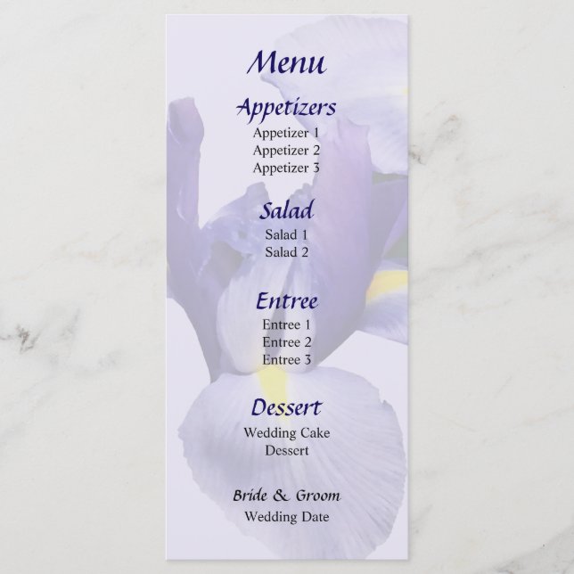 Irische Hochzeitsmenüs Menükarte (Vorderseite)