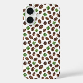 Irische Kaffebohnen und Kleeblätter Lustiges Desig iPhone 16 Hülle