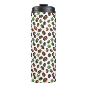 Irische Kaffebohnen und Kleeblätter Lustiges Desig Thermosbecher