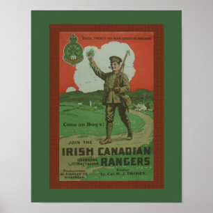 Irische Kanadische Ranger des Ersten Weltkriegs Mi Poster