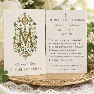 Irische katholische marianische Monogramm-Hochzeit