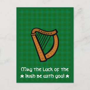 Irische keltische Harfe zum St. Patrick's Day Postkarte