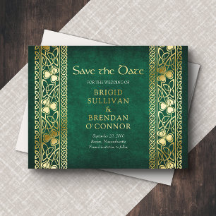 Irische keltische St. Patricks Save-the-Date-Karte Folien Feiertagspostkarte
